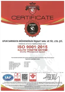 ISO 9001:2015 Kalite Yönetim Sistemi Belgesi